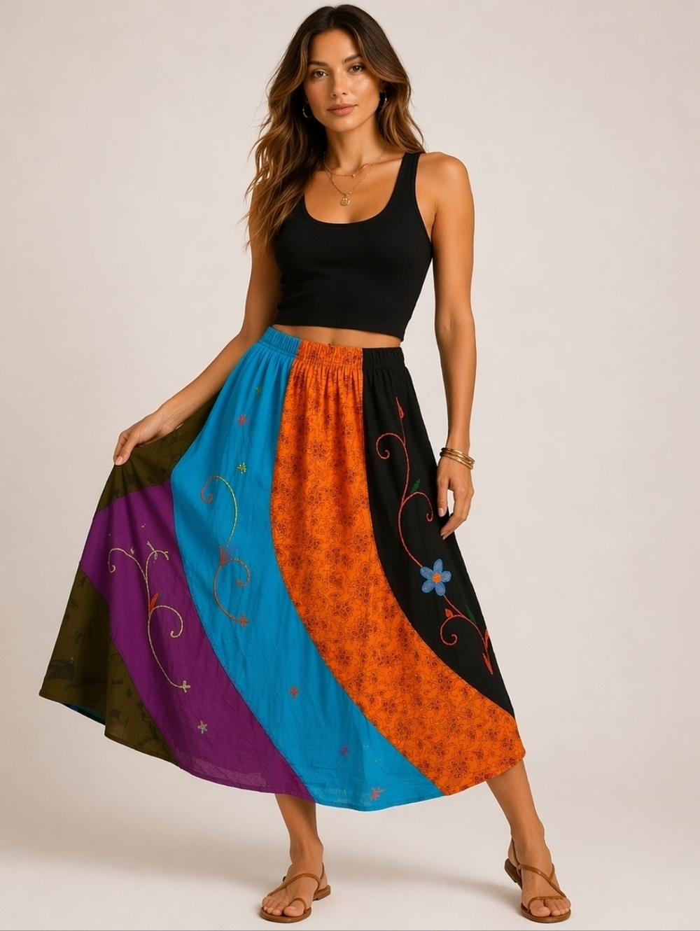 Colorful Embroidered Women's Skirt
